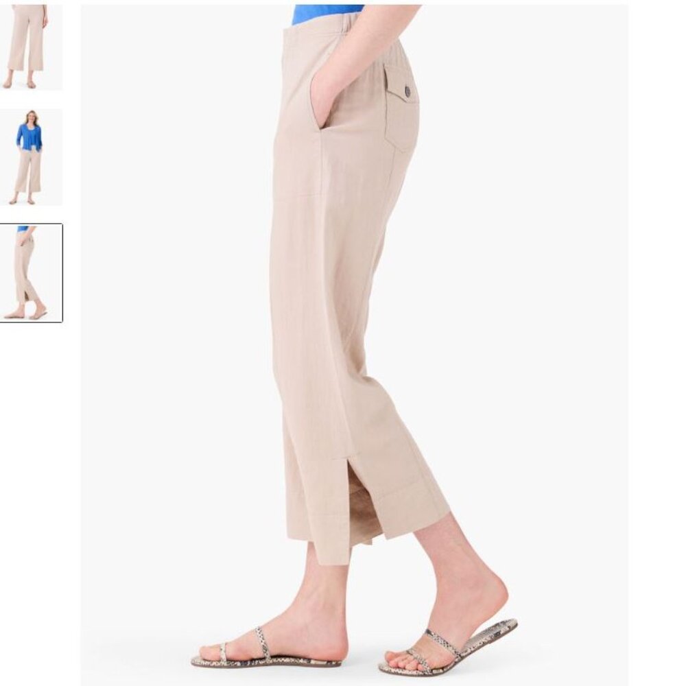 ZIC+ZOE Rumba Park Wide-Leg Crop Pant, Lien Blend Size 6